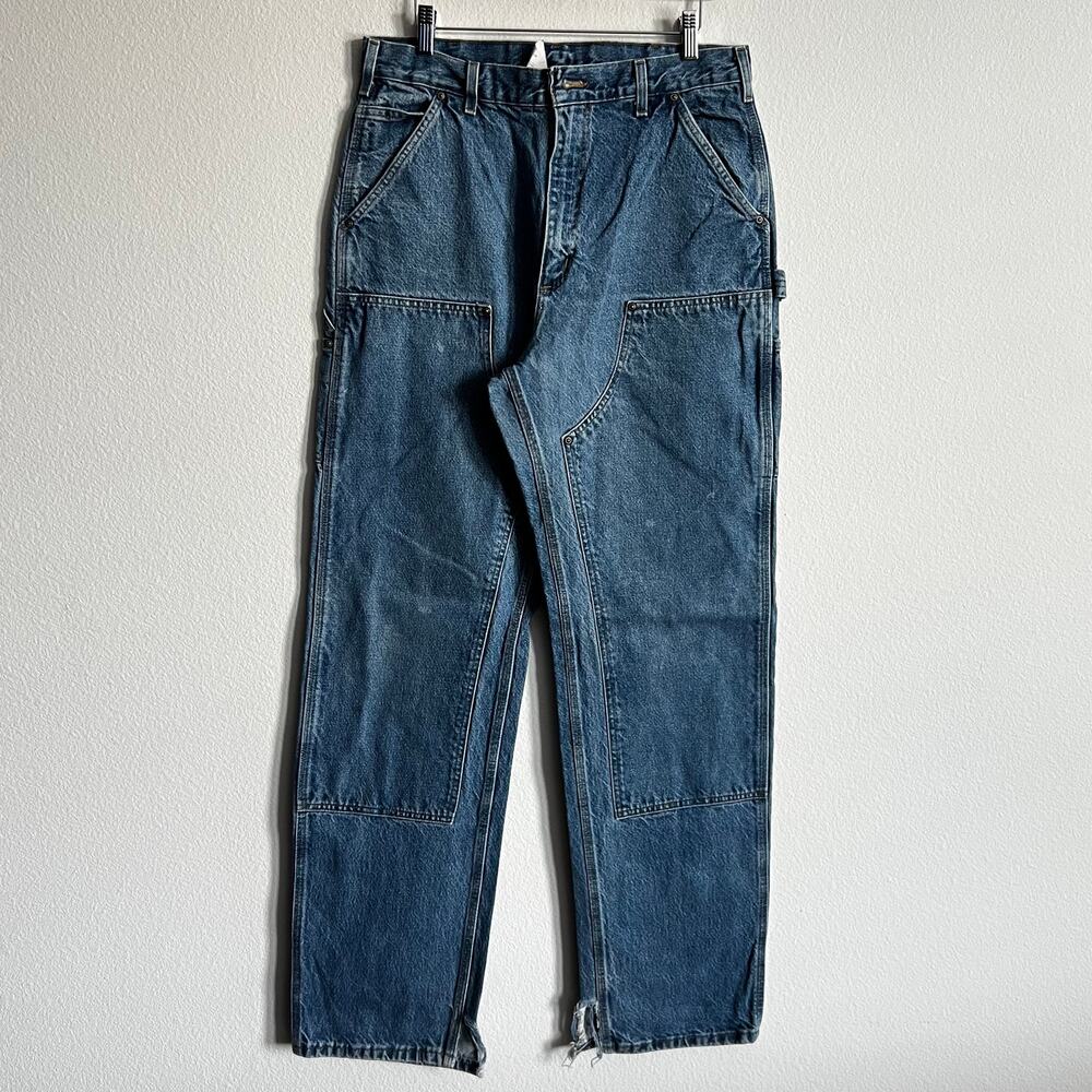 Carhartt B73 DST blue denim double knee work wear carpenter pants